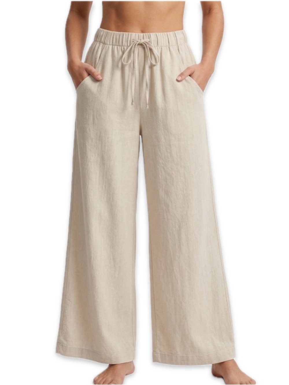 Rewash Linen Blend Wide Leg Pants